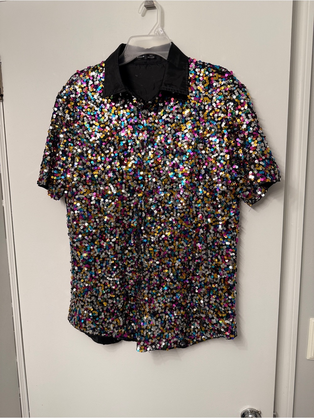 Colorful Sequin Button Down Shirt